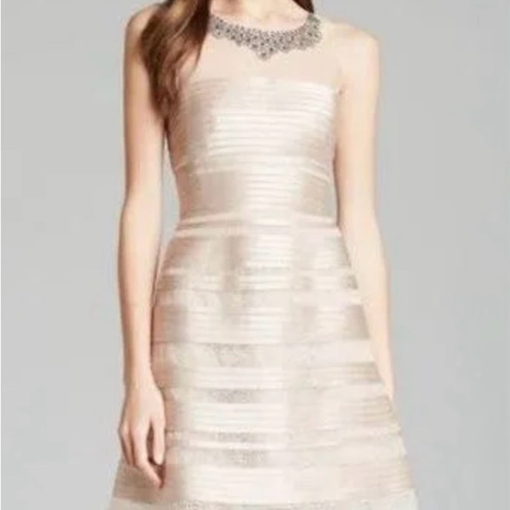 BCBGMaxAzria Morgane Champagne Embellished Dress - Picture 2 of 7